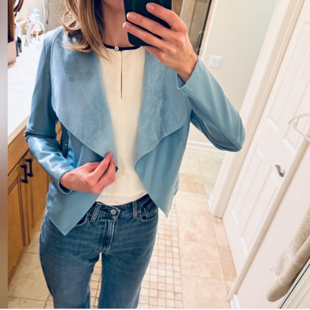 Bagatelle Collection Faux Leather Sky Blue Jacket